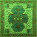 Square Oriental Green Industrial Rug, urb1769grn