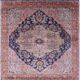 Square Machine Washable Industrial Modern Velvet Maroon Purple Rug, wshurb1770