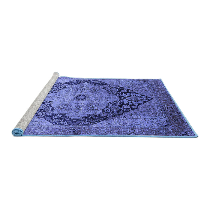Sideview of Machine Washable Oriental Blue Industrial Rug, wshurb1770blu