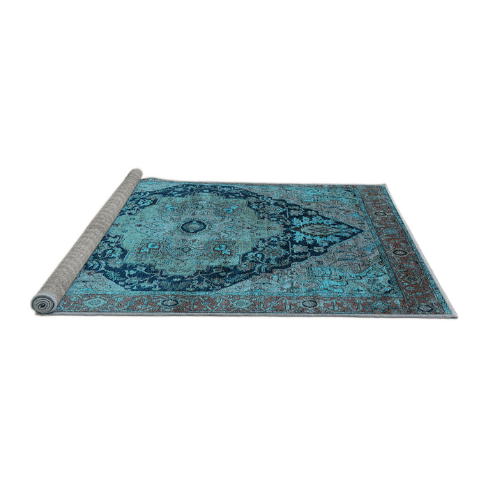 Sideview of Machine Washable Oriental Light Blue Industrial Rug, wshurb1770lblu