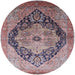 Round Mid-Century Modern Maroon Purple Oriental Rug, urb1770