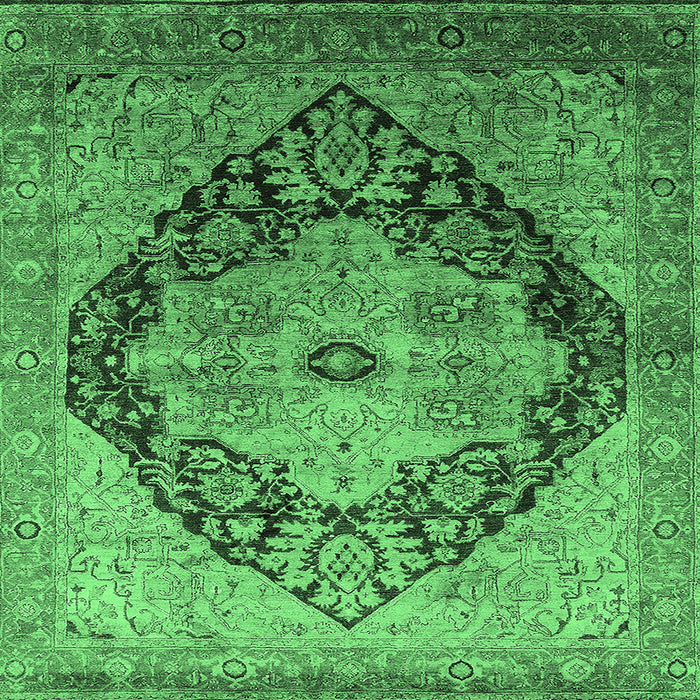 Square Oriental Emerald Green Industrial Rug, urb1770emgrn