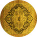 Round Oriental Yellow Industrial Rug, urb1770yw