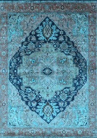 Oriental Light Blue Industrial Rug, urb1770lblu