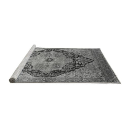 Sideview of Machine Washable Oriental Gray Industrial Rug, wshurb1770gry