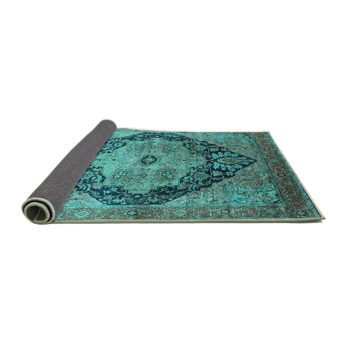 Sideview of Oriental Turquoise Industrial Rug, urb1770turq