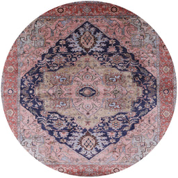 Round Machine Washable Industrial Modern Velvet Maroon Purple Rug, wshurb1770