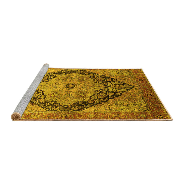 Sideview of Machine Washable Oriental Yellow Industrial Rug, wshurb1770yw