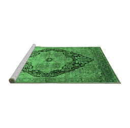 Sideview of Machine Washable Oriental Emerald Green Industrial Area Rugs, wshurb1770emgrn