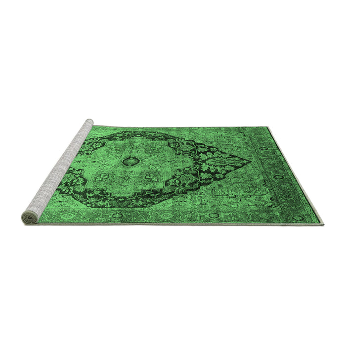 Sideview of Machine Washable Oriental Emerald Green Industrial Area Rugs, wshurb1770emgrn