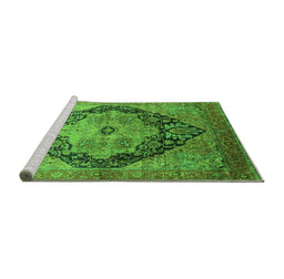 Sideview of Machine Washable Oriental Green Industrial Area Rugs, wshurb1770grn