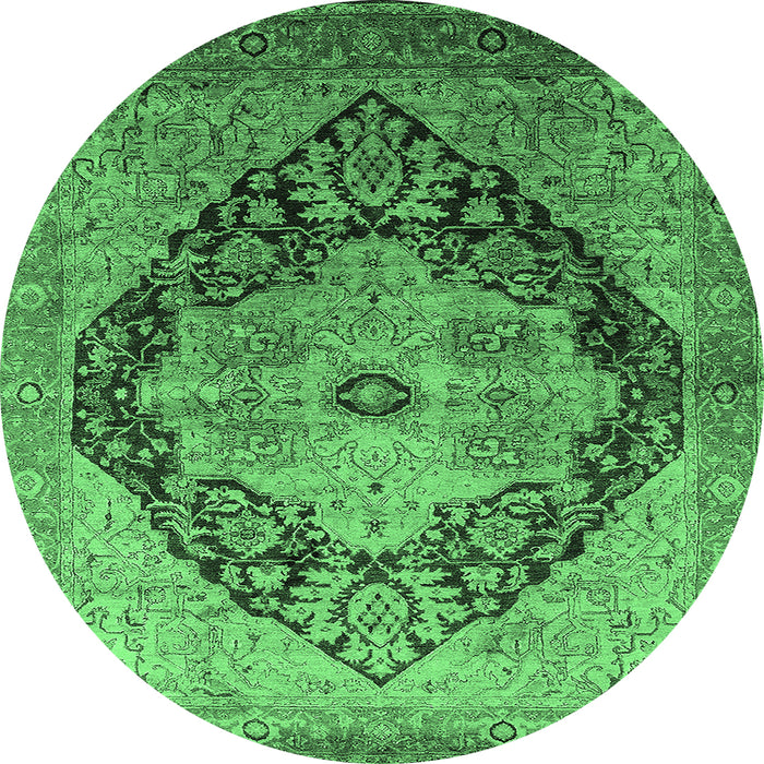 Round Oriental Emerald Green Industrial Rug, urb1770emgrn