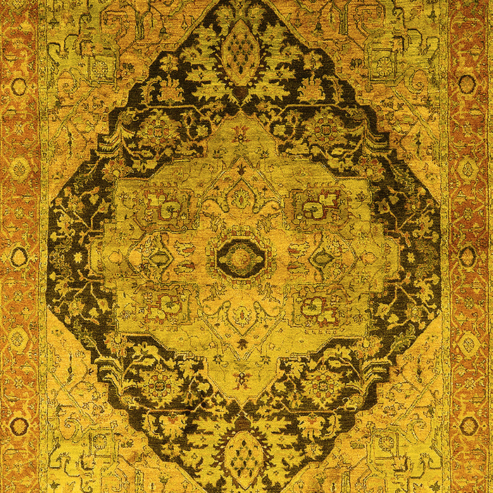 Machine Washable Oriental Yellow Industrial Rug, wshurb1770yw