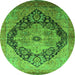 Round Oriental Green Industrial Rug, urb1770grn