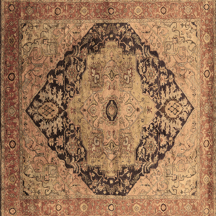 Square Machine Washable Oriental Brown Industrial Rug, wshurb1770brn