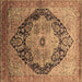 Square Machine Washable Oriental Brown Industrial Rug, wshurb1770brn