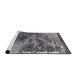 Sideview of Machine Washable Industrial Modern Dark Gray Black Rug, wshurb1771