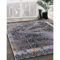 Mid-Century Modern Dark Gray Black Oriental Rug, urb1771