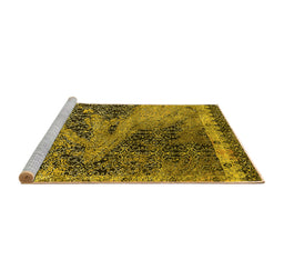 Sideview of Machine Washable Oriental Yellow Industrial Rug, wshurb1771yw