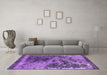Machine Washable Oriental Purple Industrial Area Rugs in a Living Room, wshurb1771pur