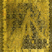Square Machine Washable Oriental Yellow Industrial Rug, wshurb1771yw
