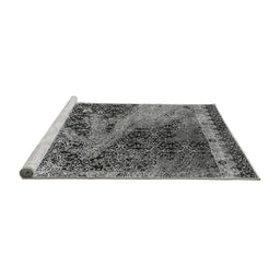 Sideview of Machine Washable Oriental Gray Industrial Rug, wshurb1771gry