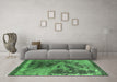 Machine Washable Oriental Emerald Green Industrial Area Rugs in a Living Room,, wshurb1771emgrn