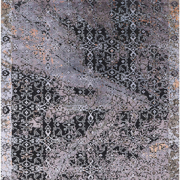 Mid-Century Modern Dark Gray Black Oriental Rug, urb1771