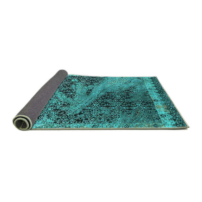 Sideview of Oriental Turquoise Industrial Rug, urb1771turq