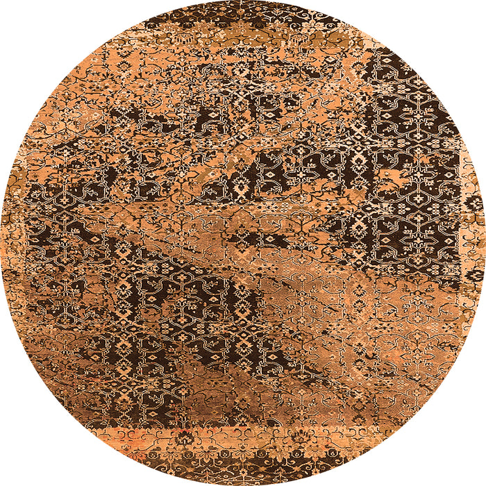 Round Oriental Orange Industrial Rug, urb1771org