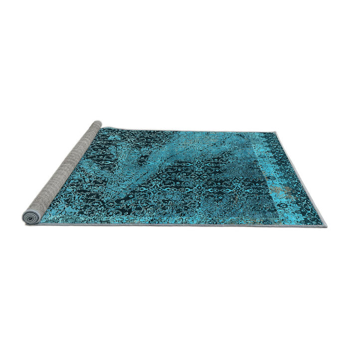 Sideview of Machine Washable Oriental Light Blue Industrial Rug, wshurb1771lblu