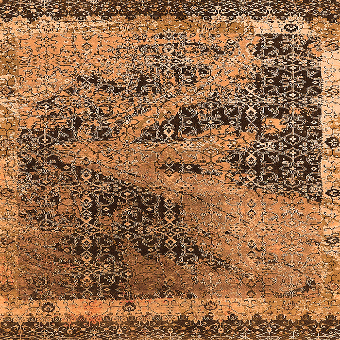 Square Machine Washable Oriental Orange Industrial Area Rugs, wshurb1771org