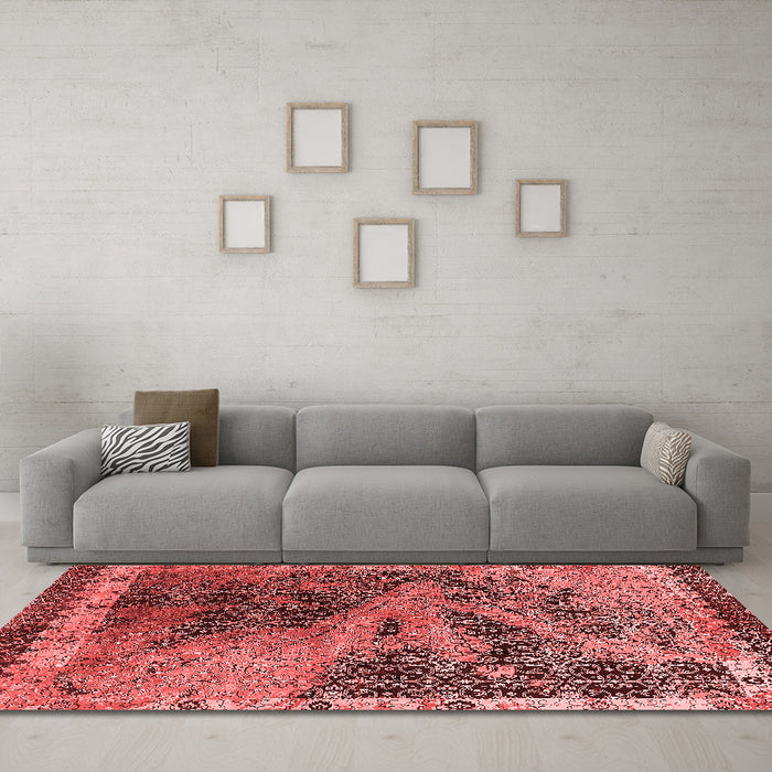 Industrial Red Washable Rugs