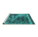 Sideview of Machine Washable Oriental Turquoise Industrial Area Rugs, wshurb1771turq