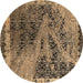 Round Oriental Brown Industrial Rug, urb1771brn