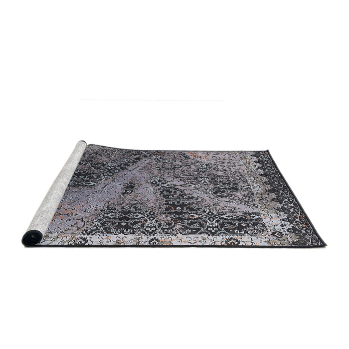 Sideview of Machine Washable Industrial Modern Black Rug, wshurb1772