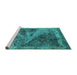 Sideview of Machine Washable Oriental Turquoise Industrial Area Rugs, wshurb1772turq