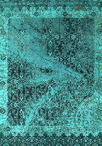 Oriental Turquoise Industrial Rug, urb1772turq