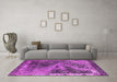 Machine Washable Oriental Pink Industrial Rug in a Living Room, wshurb1772pnk
