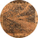 Round Machine Washable Oriental Orange Industrial Area Rugs, wshurb1772org