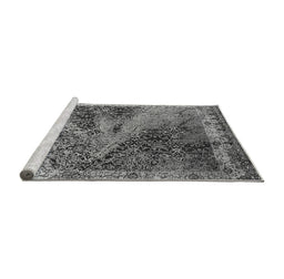 Sideview of Machine Washable Oriental Gray Industrial Rug, wshurb1772gry