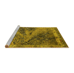 Sideview of Machine Washable Oriental Yellow Industrial Rug, wshurb1772yw
