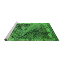 Sideview of Machine Washable Oriental Green Industrial Area Rugs, wshurb1772grn