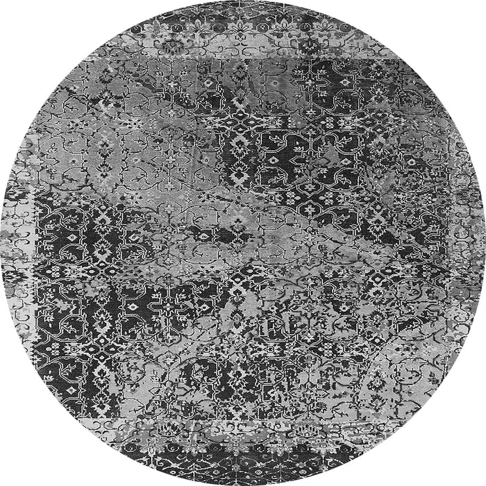Round Oriental Gray Industrial Rug, urb1772gry
