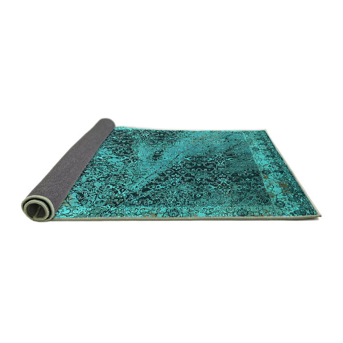 Sideview of Oriental Turquoise Industrial Rug, urb1772turq