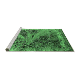 Sideview of Machine Washable Oriental Emerald Green Industrial Area Rugs, wshurb1772emgrn