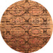 Round Machine Washable Oriental Orange Industrial Area Rugs, wshurb1773org