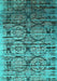 Machine Washable Oriental Turquoise Industrial Area Rugs, wshurb1773turq