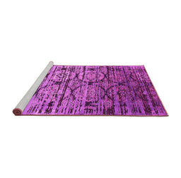 Sideview of Machine Washable Oriental Pink Industrial Rug, wshurb1773pnk