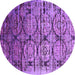 Round Machine Washable Oriental Purple Industrial Area Rugs, wshurb1773pur